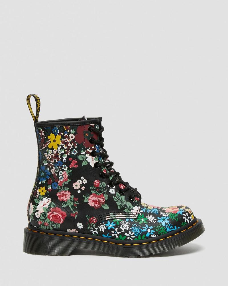 Women's Dr Martens 1460 Pascal Floral Mash Up Leather Lace Up Boots White | AU 186OKI